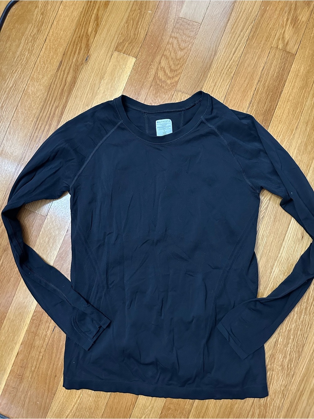 Athleta Black Crewneck Long Sleeve Top Size Large